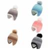 Multicolor Kids Knitted Hat Hairball Beanie Cap Cute Knitted Bucket Hat  Autumn