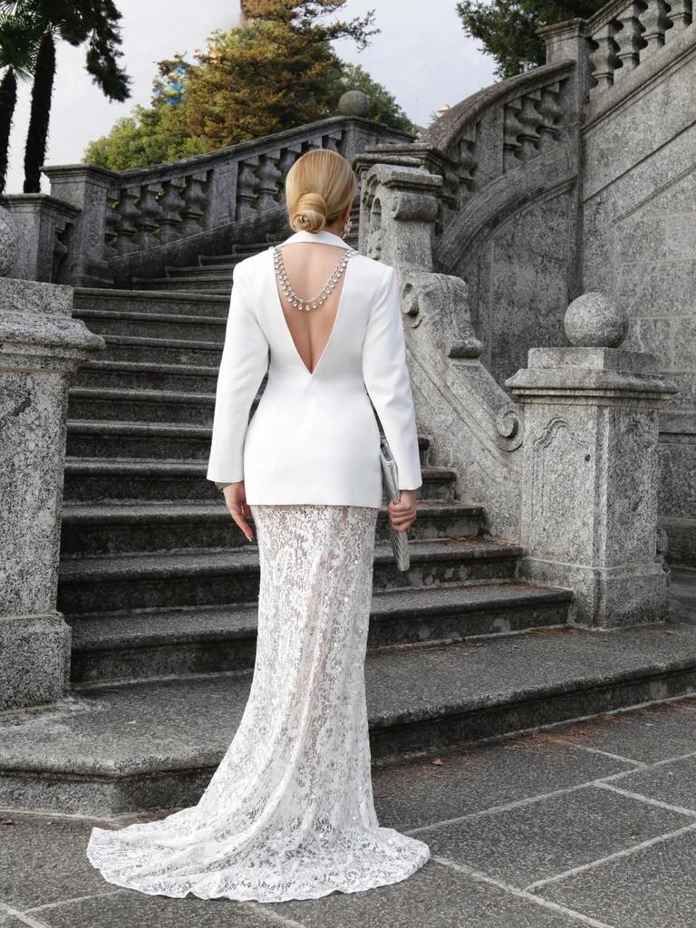 Elegant Rhinestone Beaded Suit Jacket and Skirt Two-Piece Set