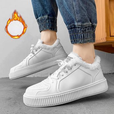 Fashion Brand Men's Fashion Sneakers Platform Shoes for Men Leather Casual Shoes Winter Warm Plush Skateboard Shoe Male Snow Boots