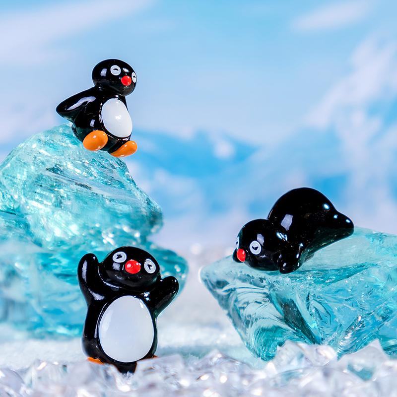 3Pcs Resin Cartoon Cute Animal Penguin Car Mounted Ornament Landscape Dollhouse Decor Diy Creative Accessories