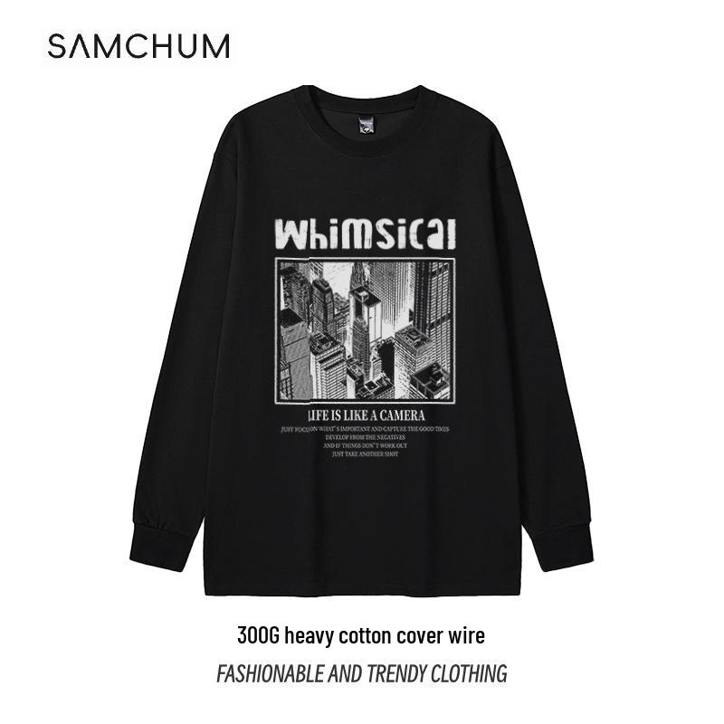 

Американский 300г Тяжелый Флис Теплый С Круглым Вырезом Длинный Рукав Повседневный Топ M чёрный