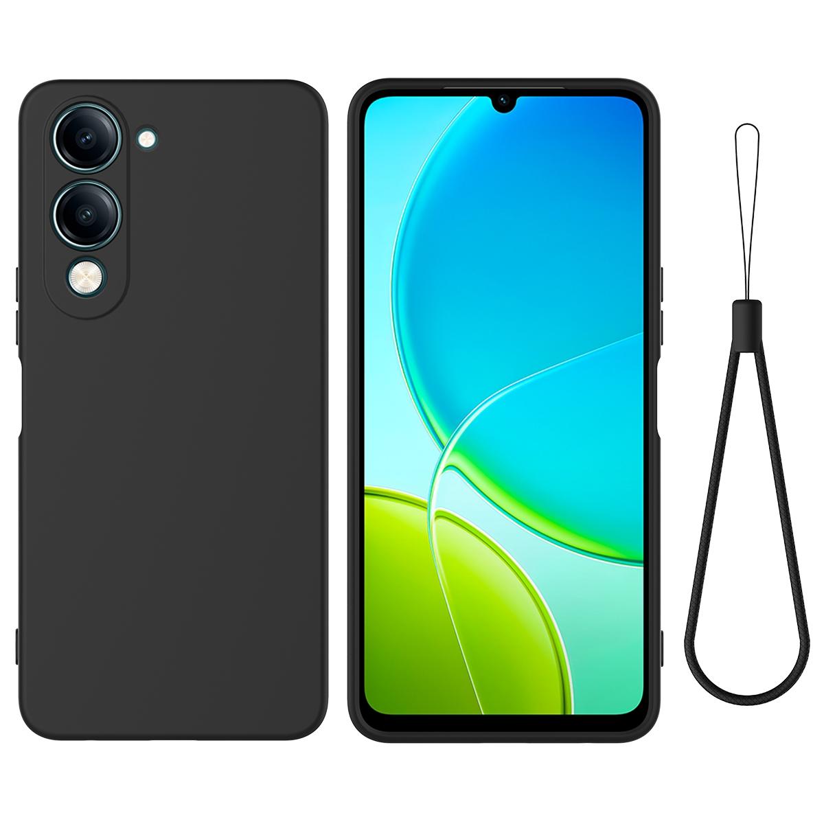 

For vivo Y29s 5G/vivo Y04 4G Liquid Silicone Case Phone Back Cover with Hand Strap A