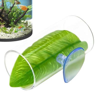 Tube Tunnel pour Betta en Acrylique avec Tapis à Feuilles Design Creux Tube de Natation pour Aquarium Lisse pour Abri Cachette Bettas