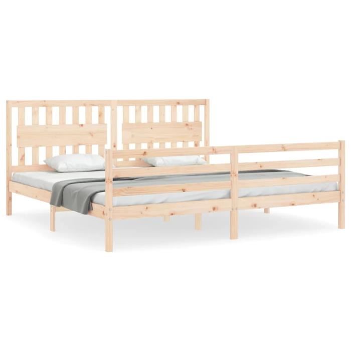 VidaXL Bed Frame with Headboard 200x200 Cm Solid Wood 3194331
