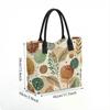  Boho Botanical Print Tote Bag Casual Large Capacity Shoulder Handbag for Daily Use