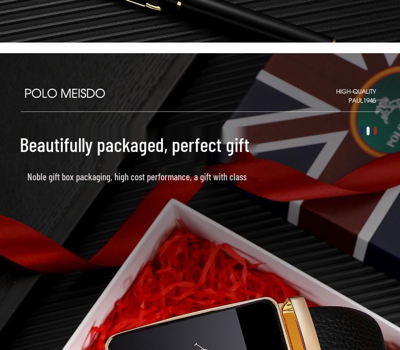 Genuine Paul Leather Men's Automatic Buckle Belt - High-End Cowhide Business Waistband