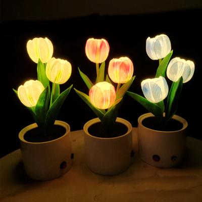Tulip Lamp Indoor Decorative Table Lamp Led Simulation Tulip Flower Pot Lamp Ambient Night Light