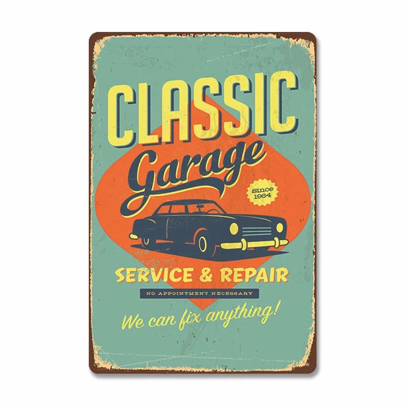 Classic Garage Poster Vintage Metal Sign Car Service Metal Tin Signs Retro Plaque Garage Tool Shop Wall Art Decor