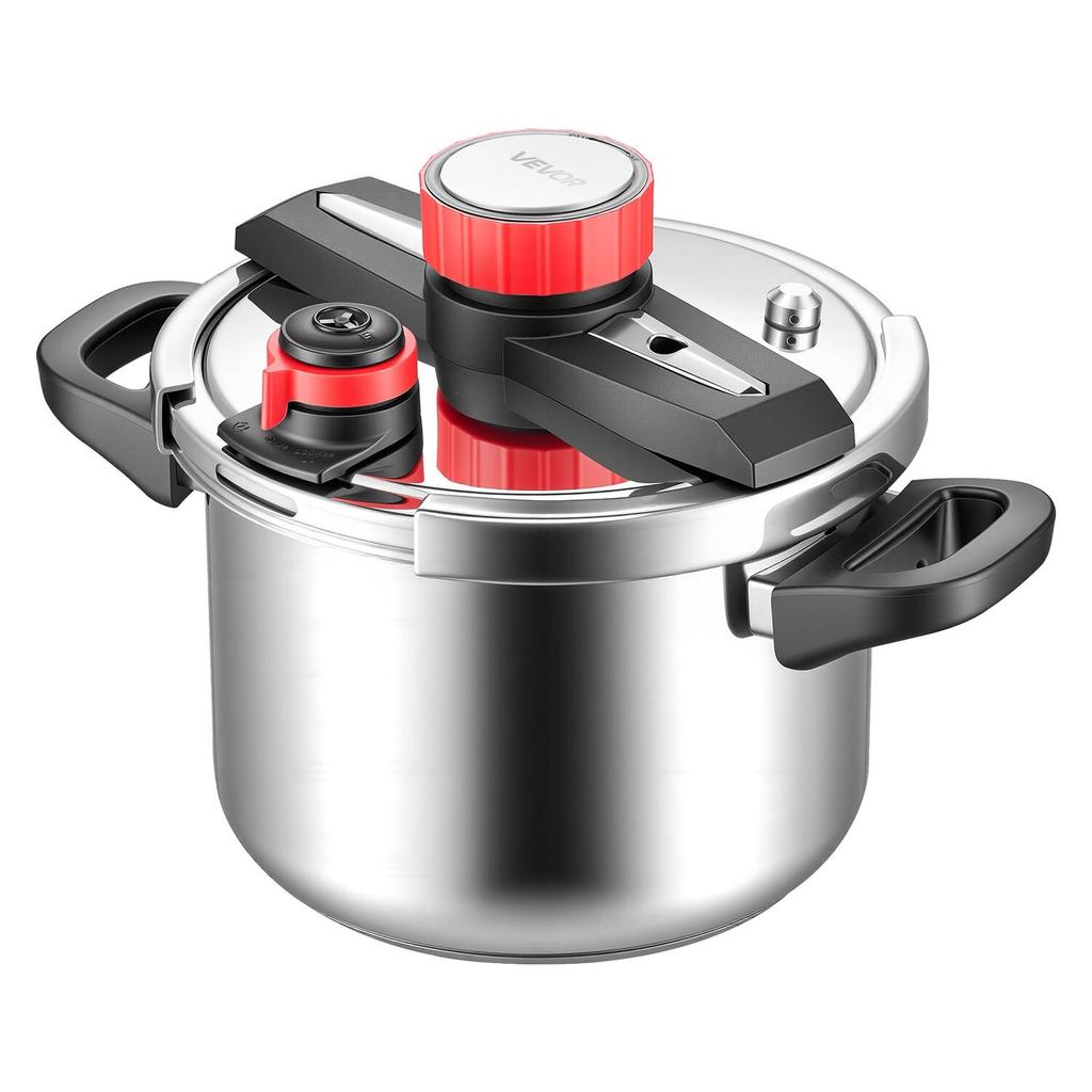 Pressure Cooker, 6L Pressure Cooker Stainless Steel, Pressures Canner with Steaming Rack, Tempered Glass Lid, Three Pressures Settings for Meat,
