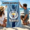 Custom Name Personalized Manchester City FC Print Beach Towel, for Trip Camping Beach Party Home Decor, Birthday Gift for Family & Friends