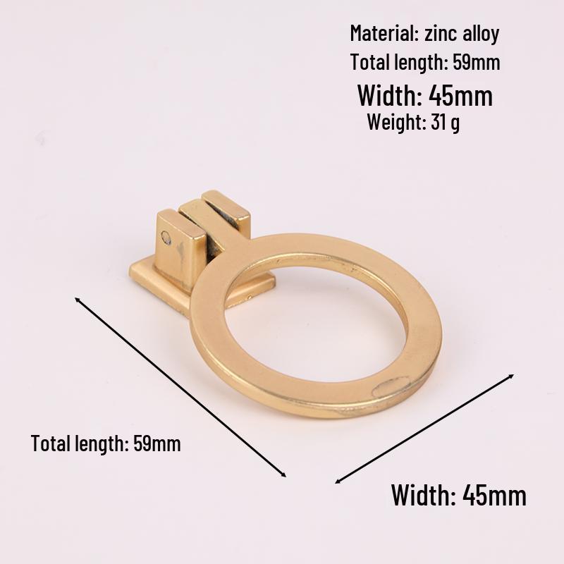 Gold Chinese Style Hidden Ring Handle - Brushed Copper Wardrobe Zinc Alloy