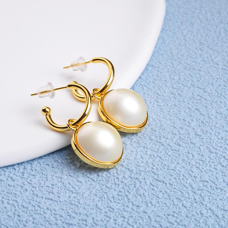 Pearl Drop Earrings, Korean Style Studs, Gold Plated, Dainty Jewelry, Simple Earrings for Women