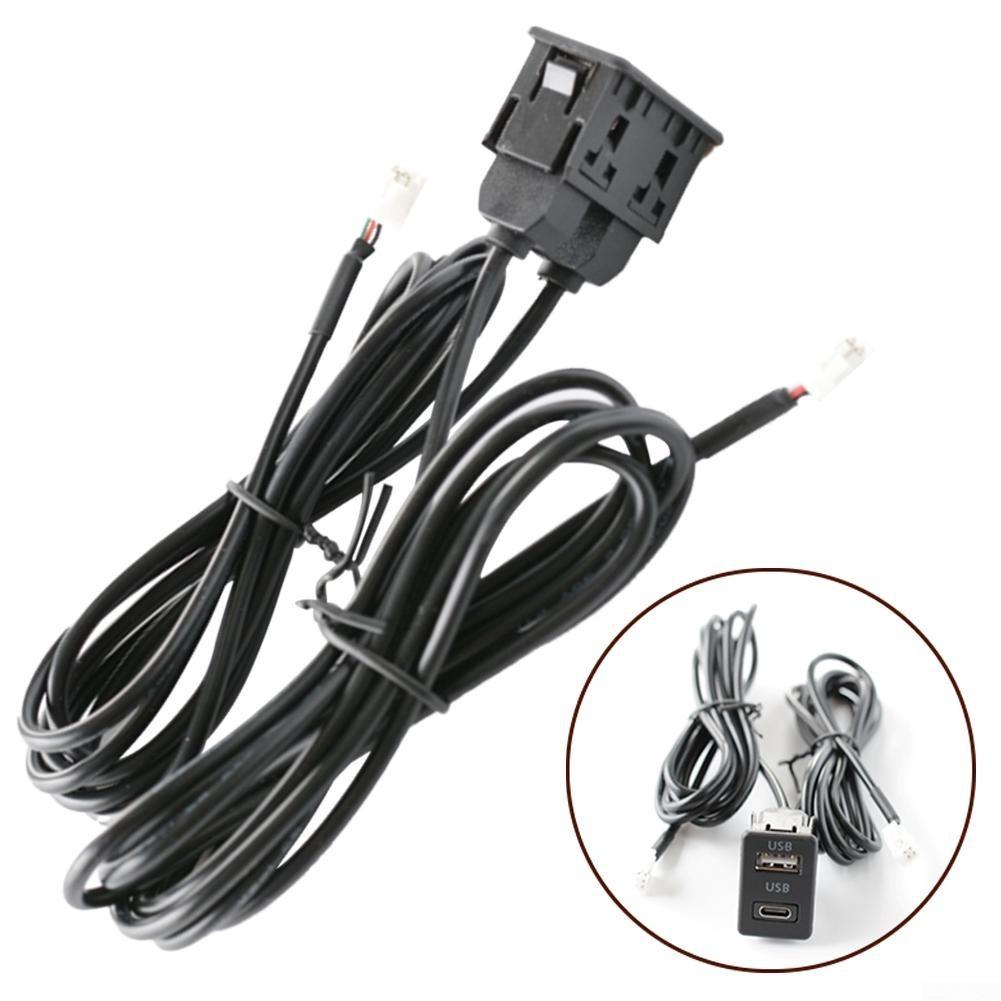 Car Dash Mount USB+TYPE-C Port Panel Interface Extension 145cm Cable Adapter