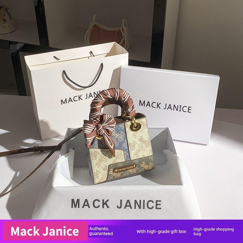 

Mackjanice Women s Bag New Chinese Style Retro Color Matching Blue Diana Bag 2024 New Arrival Fashion Satchel Crossbody Bag Color matching