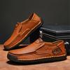 Men's Shoes, Outdoor Casual Shoes, One-step Flat-bottomed Handmade Leather Shoes, Spring Low-cut Large Size Loafers