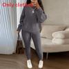 Womens Cozy Knit Sweater Pants Set With Belt For Casual Winter Wear