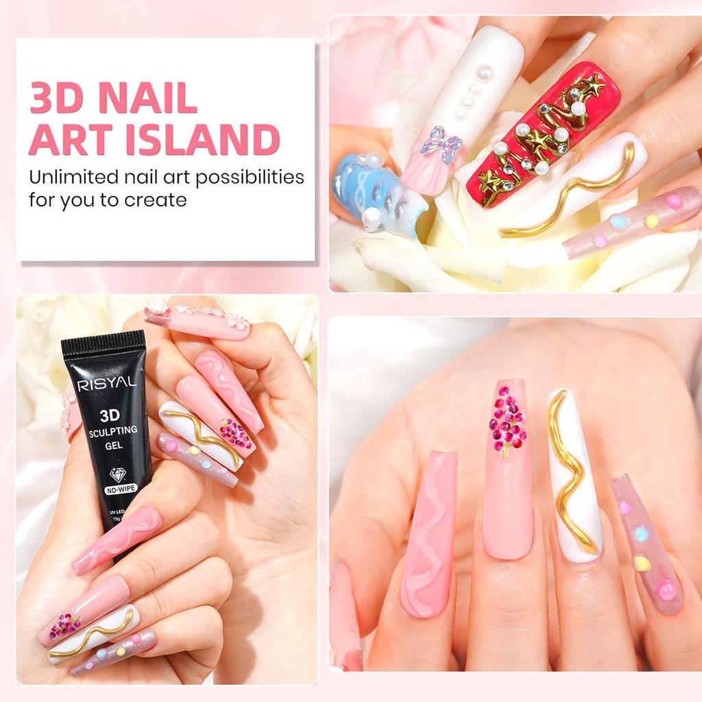 3D Non-Flowing Gel Glue: Easy-Wipe, Water Ripple Nail Art Adhesive