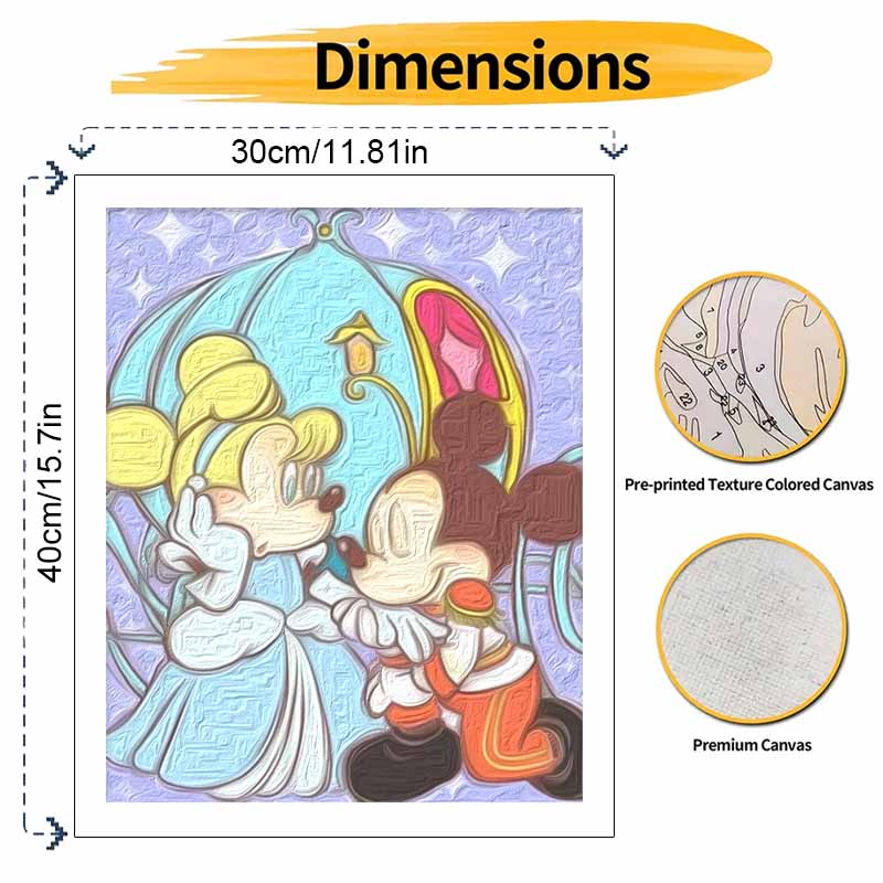 Disney Mickey and Minnie Cinderella Oil Paint by Numbers Painting Kit Handmade Diy Home Decoration Gift