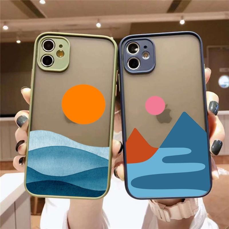 Geometric Minimalist Phone Case For IPhone 14 13 12 11 Mini Pro Max XS X Max XR 8 7 Plus SE 2022 Skin Color Phone Cover