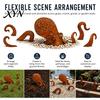 Octopus Garden Ornament Rust Patina Giant Squid Sculpture, 3D Metal Nautical Outdoor Pond Edge Decoration Statue for Patio Lawn Beach House