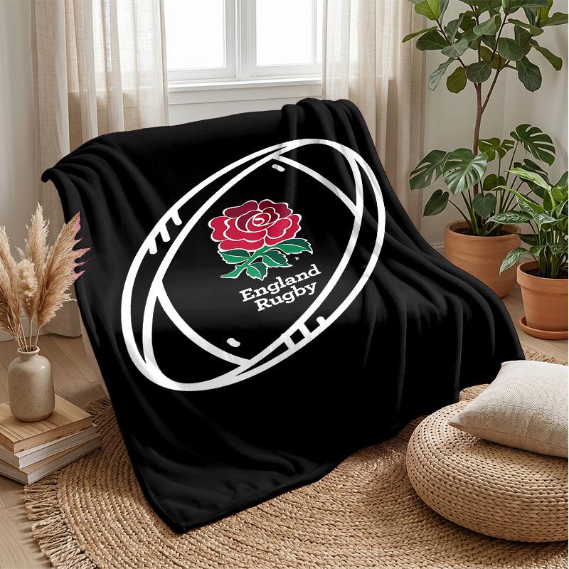 England rugby Theme blanket Soft Flannel Blanket Plush Throw Blanket Cozy Sofa Bed Blanket for Home Decor