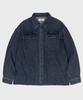 GLW Oversized Two-Pocket Vintage Washed Denim Shirt Deep Blue