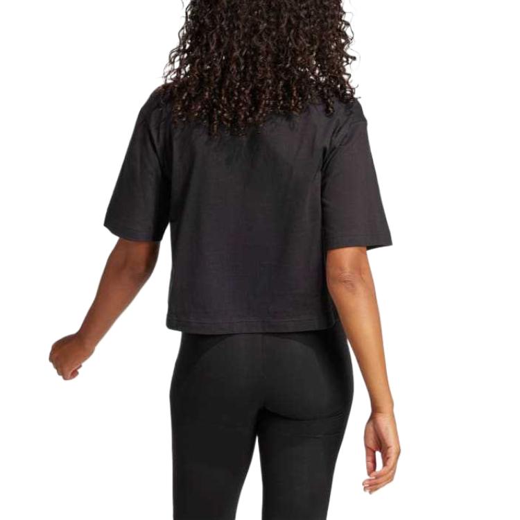 adidas Essentials Loose Fit Crew Neck Comfortable Short Sleeve Drop Shoulder T-Shirt Women T-Shirts Black JG8736