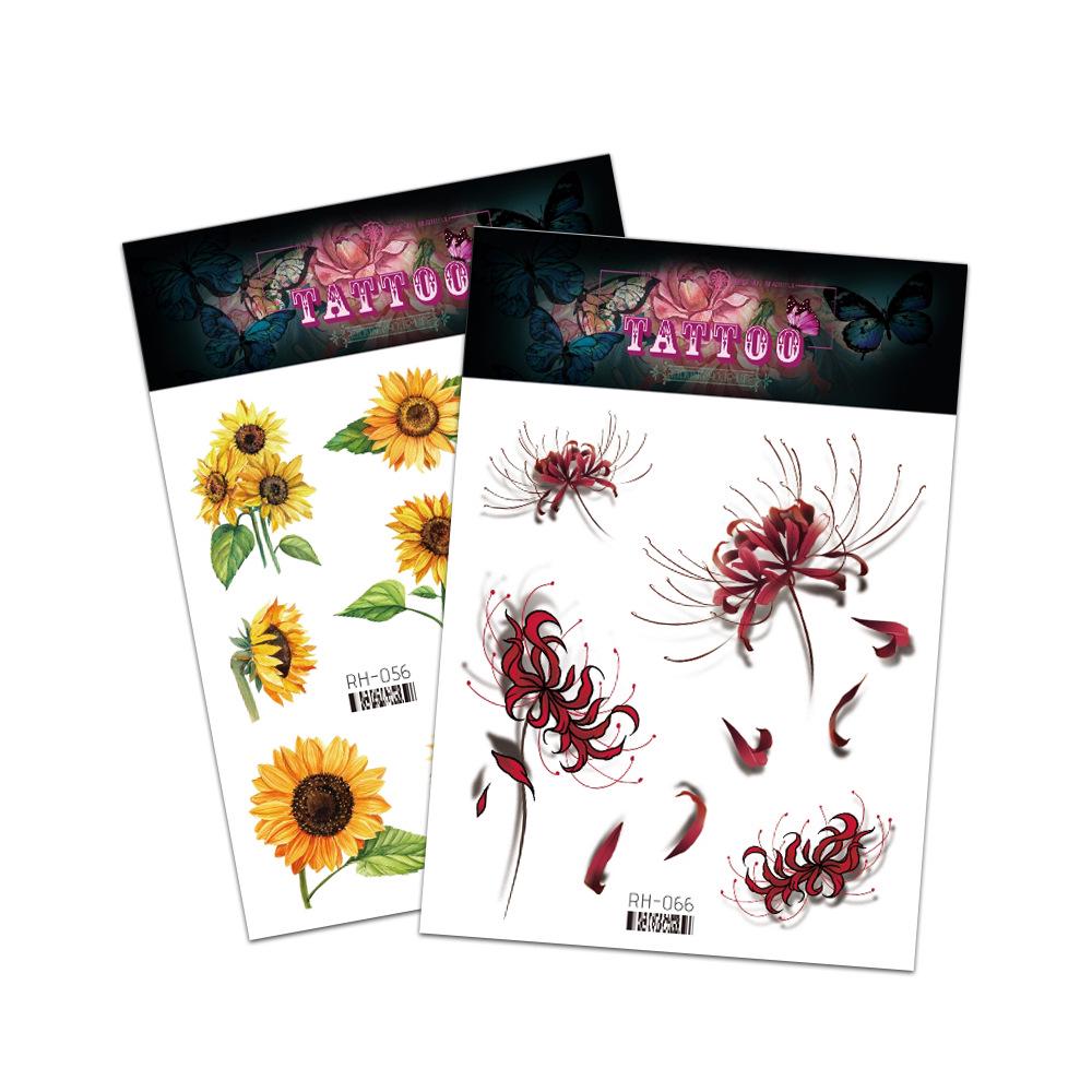 Waterproof Colorful Flower Tattoo Stickers - Disposable Tattoos