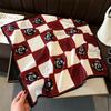 New Checkerboard Camellia Small Square Scarf Silk Scarf Headscarf Thin Versatile Scarf Herringbone Pattern Imitation Velvet Scarf Women