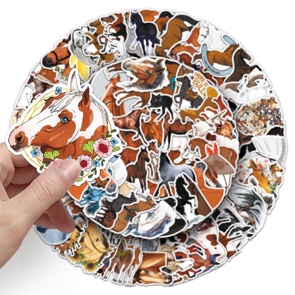 100 Horse Graffiti Stickers Personalized Cartoon Animal Creative Decorative Water Cup Mobile Phone Case Notebook Stickers