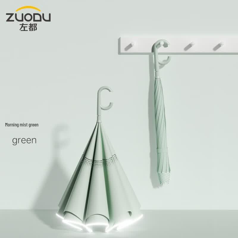 ZUODU Semi-Automatic Long Handle Double Reverse Umbrella