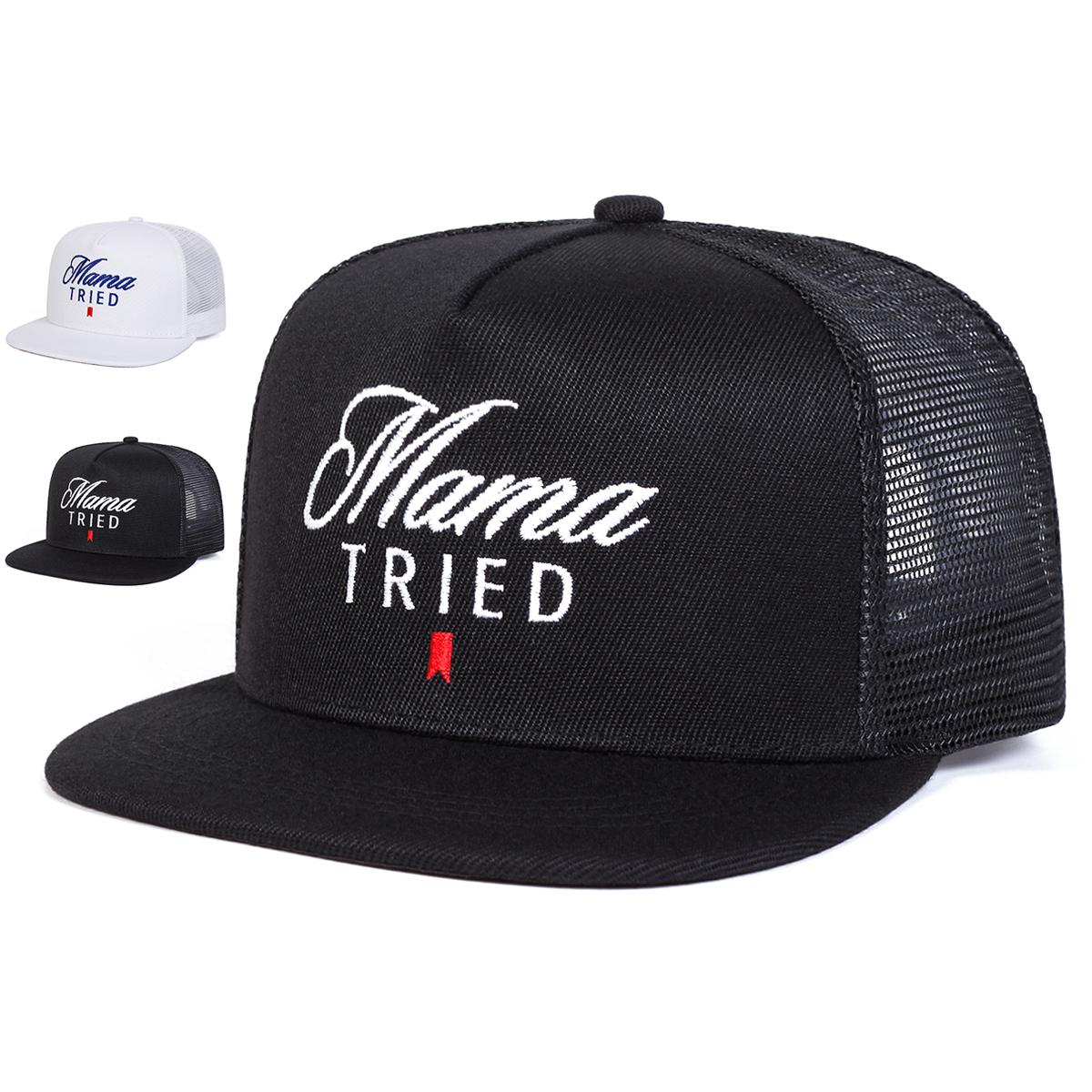 

Unisex Mama TRIED Letter Embroidery Baseball Net Hat Spring Summer Outdoor Adjustable Casual Hip-hop Trucker Caps Sunscreen Hat чорний