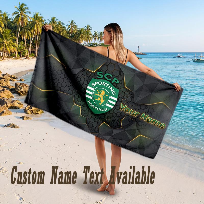 Sporting CP Design Beach Towel Custom Text Large Towel for Beach Vacation