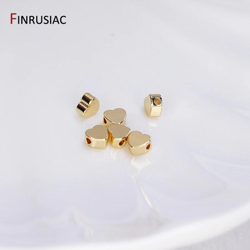 Trendy Gold Plated Brass Heart Beads Spacer Beads For DIY Handmade Bracelet Necklace Making Accessories Wholesale