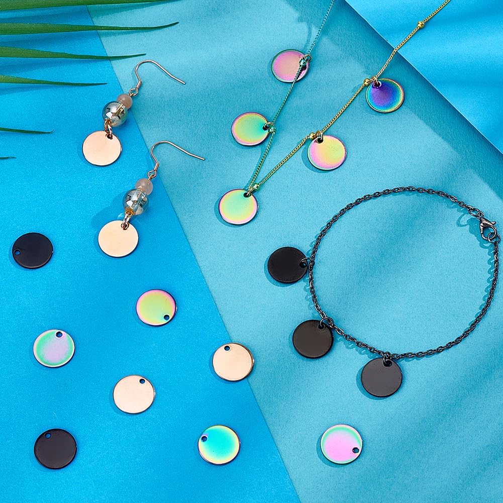 PH PandaHall 60pcs 3 Colors Stamping Tags, 15mm 304 Stainless Steel Blank Tag Pendants Flat Round Discs Blank Bar Stamping Discs Blank Name Pendant