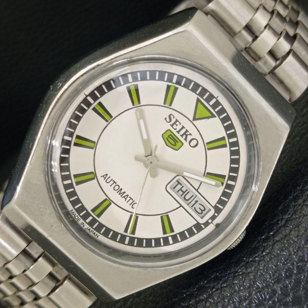 GENUINE VINTAGE SEIKO 5 AUTOMATIC JAPAN 6309A MENS WHITE DIAL WATCH a702709-1 R210-a702709