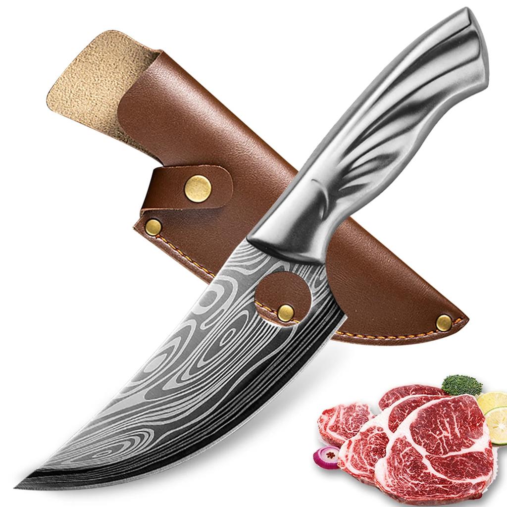 Damascus Laser Kitchen Knife Butcher Boning Knife Meat Cleaver Knife Fruit for Vegetable Fish Cutting Knife Kitchen Accessories