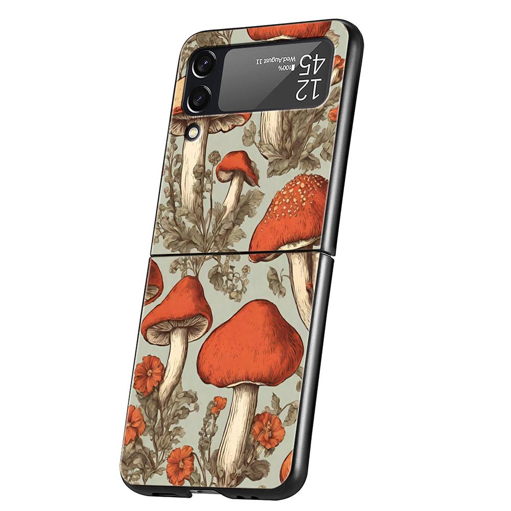 Colorful Mushroom Hard PC Phone Case For Samsung Galaxy Z Flip 6 5 4 Black Cover For Galaxy Z Flip 3 Foldable Shockproof Capas