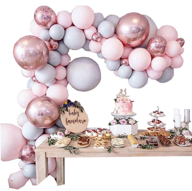 

Macaron Balloon Chain Package, Pink Grey Balloon Birthday Party Wedding Decoration Balloon 22 inch rose gold 4d ball balloon chain