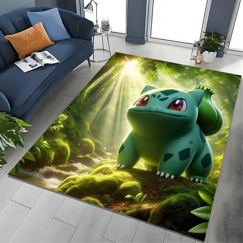 Japanese Anime Pokémon Bulbasaur Carpet for Living Room Bedroom Kid's Room Home Decor Area Rug Non-slip Mat Sofa Cloakroom Mat