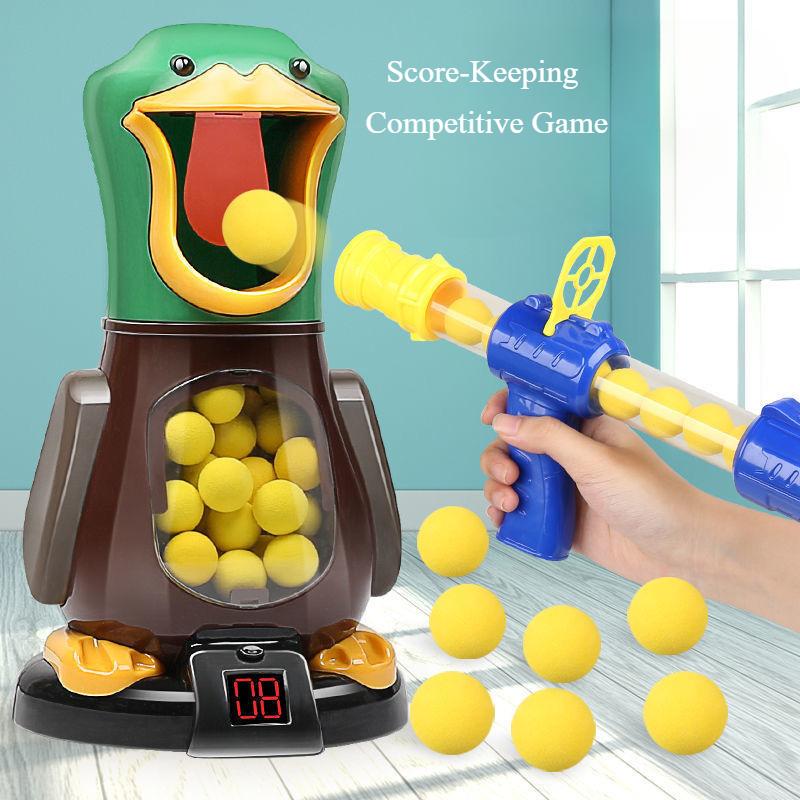 Hungry Shooting Duck Toys Air-Powered Soft Bullet Gun Electronic Scoring Hit Sound Effects Funny Battle Games Kids Toys Gifts