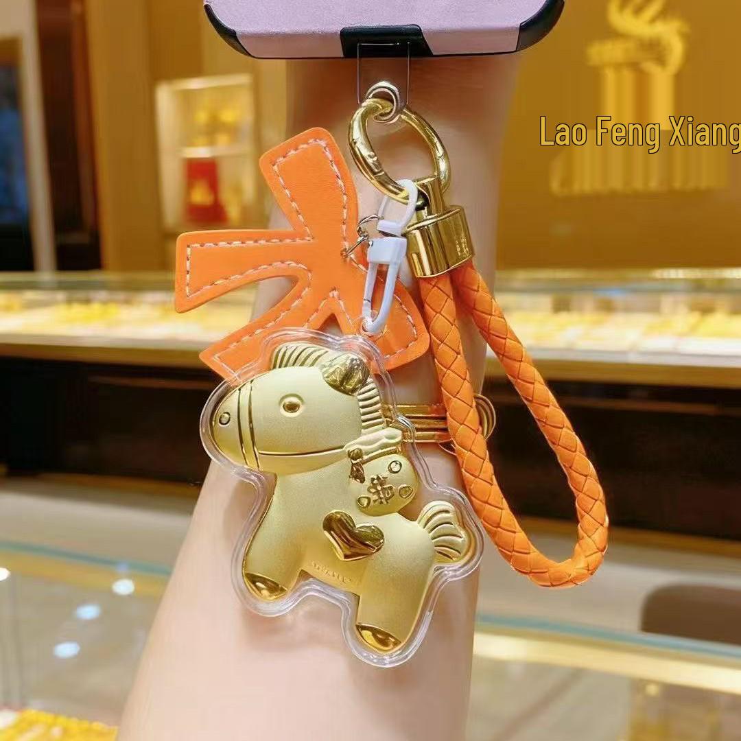 999 Fine Gold Pendant Princess Keychain Charm - Get Rich Mobile Phone Bag Accessory