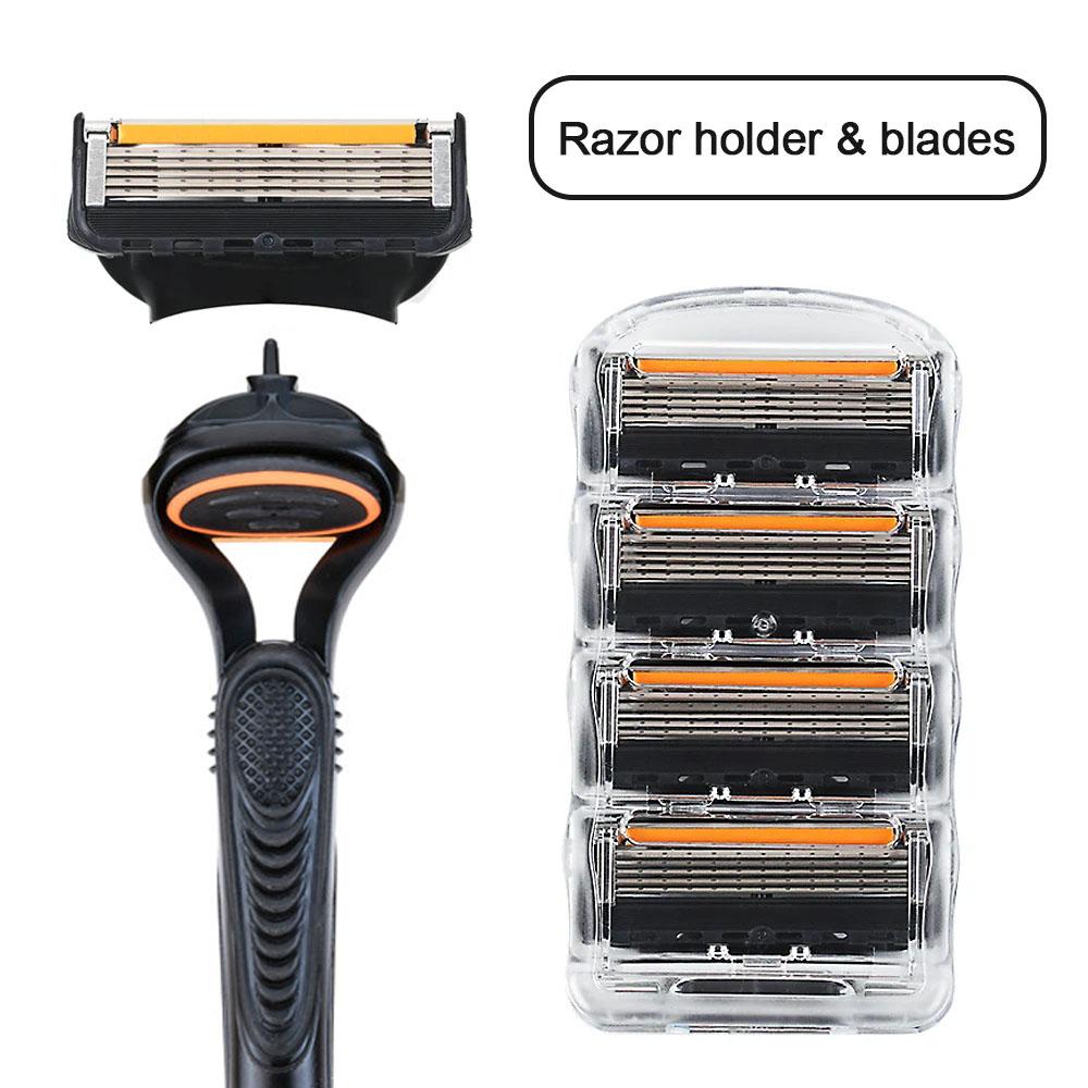 4/12/24 Pcs 5-layer Men's Razor Fusion Pro Power Shaving Shaver Male Face Beard Hair Trimmer 5 Layer Blades Replacement Refills