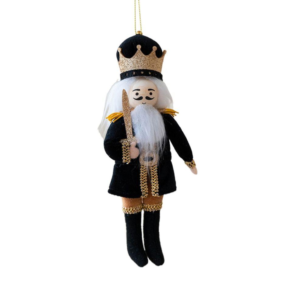 Fabric Nutcracker Soldier Pendant 19cm Red Blue Green Black Christmas Fabric Nutcracker European-Style Soldier Ornaments