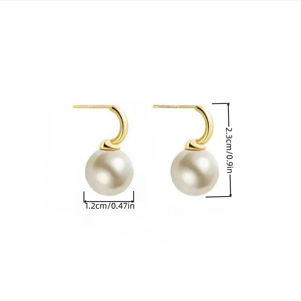 Korean White Pearl Stud Earrings for Women - Fashionable, Simple, Elegant Dangle Design, Perfect Best Friend Accessory