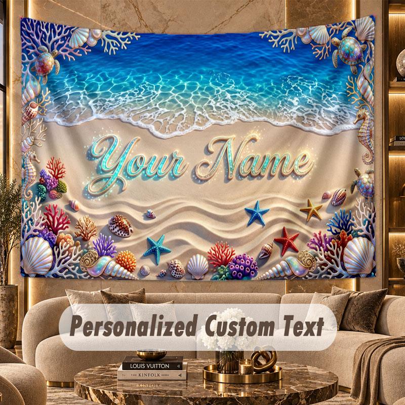 Sunset Landscape (46) Theme Wall Tapestry Customized With Name Text Personalized Hanging Tapestry For Bedroom Living Room Decor
