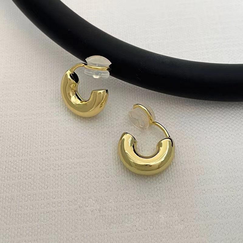 

Золотые зажимы для ушей без пирсинга, женские новые простые серьги-клипсы с кольцом для ушей