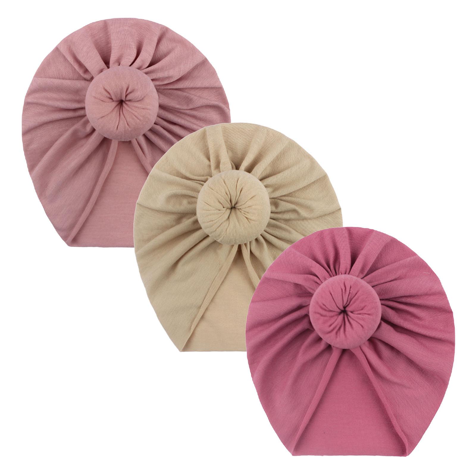 

Toddler Kids Baby Girls Solid Turban Knotted Hat Headwear Accessories 3PC