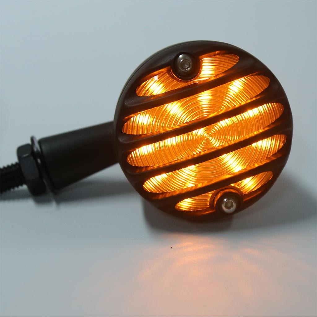 2pcs LED Turn Signal Lamp Indicator Bright Yellow Light Color Waterproof Fit for   Retro Motorbike
