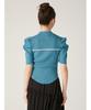 Lily Brown Chinese Detail Knit Top LWNT251172 Women's (Blue)